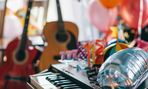 musicthemed-birthday-party-with-instruments-karaoke-setup